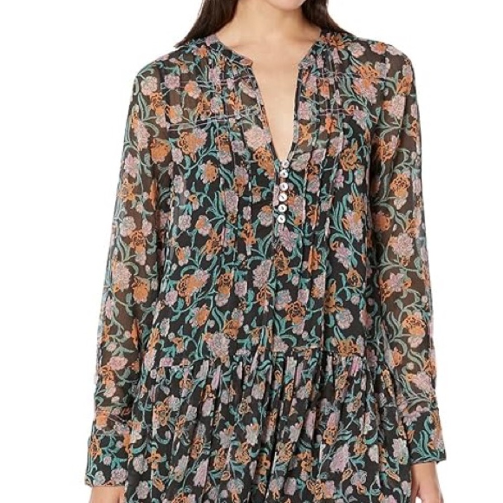 Free people large see-through flower, print dress